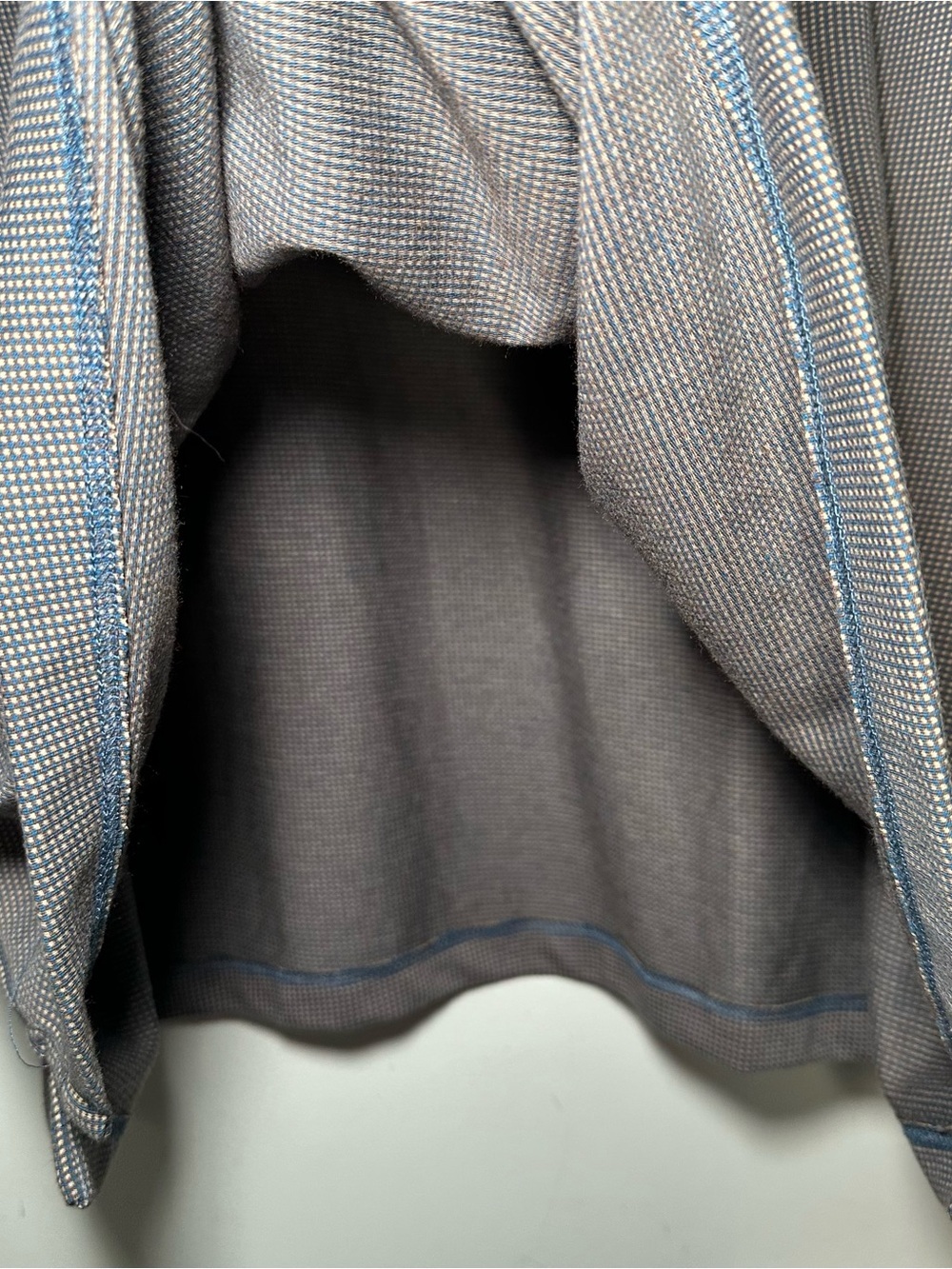 The Commons Men’s XXL Long Sleeve Knit Polo Shirt Blue Gray Micro Check Casual - Picture 8 of 13